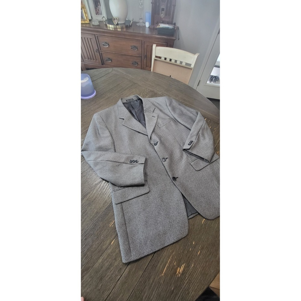 Vintage Yves Saint Laurent Mens 44L  Herringbone Worsted Wool 80s Check Pictures